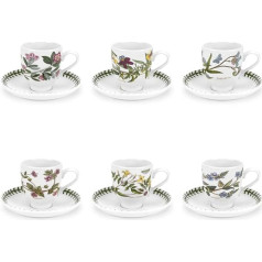Portmeirion Botanic Garden - 4oz Coffee Cup & Saucer - Set of 6