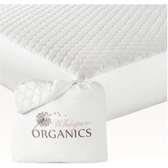 Whisper Organics, 100% Organic Cotton Mattress Protector Quilted Fitted Sheet GOTS Certified Breathable Mattress Protector White 17