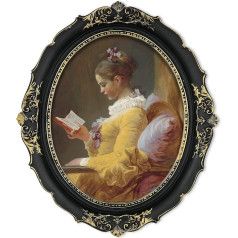 Simon's Shop 20.3 x 25.4 cm Picture Frame Vintage Style Oval Frame with Glass, Wall and Table Photo Frame (Black & Gold)