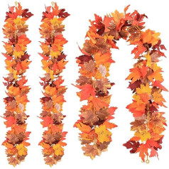 IHCEMIH Herbstgirlande, künstliche Herbst-Girlanden, künstliche Ahornblätter, Reben, Dekorationen, Zuhause, Tisch, Tür, Kamin, Wand, Hochzeit, Halloween, Erntedankfest, Party, Laub, hängende