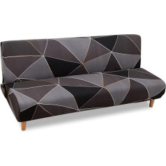 Lydevo Sofa Cover without Armrests 3 Seater Sofa Bed Cover Stretch Armrest Sofa Bed Cover Sofa Cover Armless Elastic Couch Cover Futon for Folding Couch without Armrests, Black Geometry