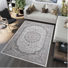 NAAR Abstract Vintage Designer Rug 120 x 180 cm Rugs, Short Pile, Soft Rug for Living Room, Bedroom, Dining Room, Home Office, Oeko-Tex Living Room Rug, Rugs Grey/Cream