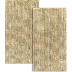 HAMID Pack of 2 Granada Jute Rugs, 100% Natural Jute Fibre, Soft Rug and High Strength, Hand-Woven - Living Room, Dining Room, Bedroom, Hallway Rug (150 x 80 cm) ... 2 Pieces