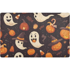Dekorative Fußmatte mit niedlichem Cartoon-Motiv, Motiv: Halloween-Kürbis, für den Außenbereich, waschbar, Eingangsmatten, 81,3 x 50,8 cm, rutschfeste Gummi-Unterseite und waschbar, saugfähig