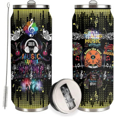 YOPIGOT Isolierter Edelstahlbecher mit Strohhalm-Deckel, Musikliebhaber, Geschenk für Musiker, als Geschenk mit Musikthema, 482 ml