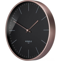 Kienzle Radio-Controlled Wall Clock 25 cm Rose Gold/Black, Precise DCF Time Setting, Silent, Aluminium Frame