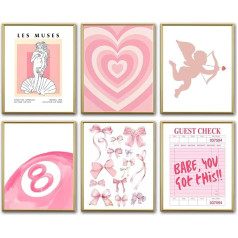 Rosa Raumdekor-Kunstdruck – Ästhetische Poster für Schlafzimmer & Wohnheim, Valentinstag-Wanddekoration, adrettes und kokettes Bild für Teenager-Mädchen, rosa Schlafzimmer-Kunst, trendige