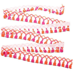 HOODANCOS Spitzenbesatz Aus Polyester Waschbar 28 Yards Pro Rolle Quaste Zum Aufnähen Besatz Ornament Modischer Bekleidungsbesatz