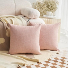 Demetex Rosa Kissenbezüge 45x45 Moderne Leinen Kissenbezüge Weiche Quadratische Dekokissen für Schlafzimmer Babyzimmer Kinderzimmer Dekorationen 45x45 cm 2er Set Rosa