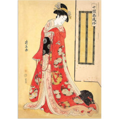 Strand Clothing Japanese Woodblock Ukiyo-e Young Woman with Dog Kimono Beauty Poster (A2 Unframed)