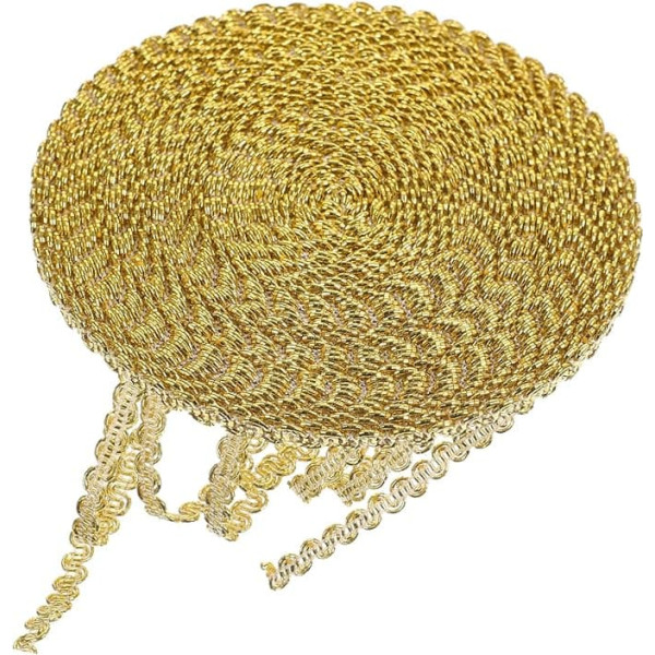 Operitacx x 10 Golden Border Gimp Trim for Weddings, Birthday Parties and DIY Craft Projects, Decorative Lace Trim for Creative Designs and