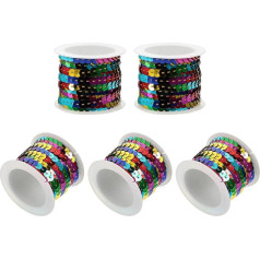 MAGICLULU 5 Rolls of Strings Clothing Decoration Sequins Christmas Tree Ribbon Christmas Sequin Ribbon Rainbow Sequin Ribbon Wire Ribbons Sequin Trim Lustre Plastic Mermaid