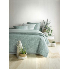 De Witte Lietaer Cravat Satin Duvet Cover and Pillowcases, Cotton, Printed, Green, 240 x 220 cm / 260 x 70 cm