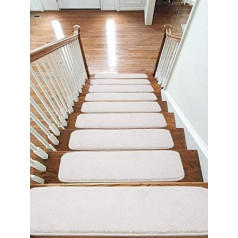 emmahome 13 x Cream Carpet Step Mats Non Slip Machine Washable 22cm x 67cm 11mm Thick