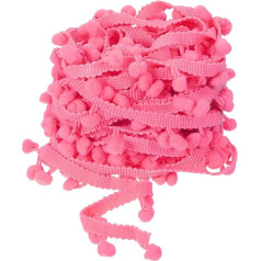 QUARKZMAN 10 Yards Pom Pom Ball Fringe Trim, Ribbon Sewing Accessory DIY Crafts for Home Curtain Clothes Pillow Decoration (8 mm, Pink)