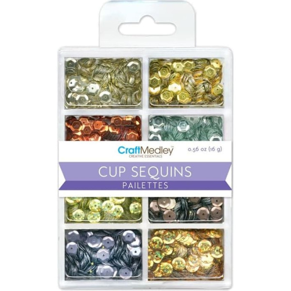 Multicraft Imports Craft Medley GC457J Cup Sequins, 7mm, 16g, 8 Colors, Metallics