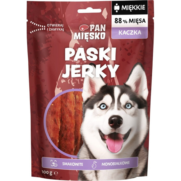 Pan Mięsko pīles jerky svītras suņu kārums 100g