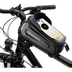 Bruņota velosipēda rāmja pannier somiņa ar telefona kabatu 1,7 l - melna