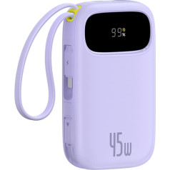 Powerbank 20000mAh 45W ar displeju USB-C Lightning kabelis EnerFill FC31 - violets