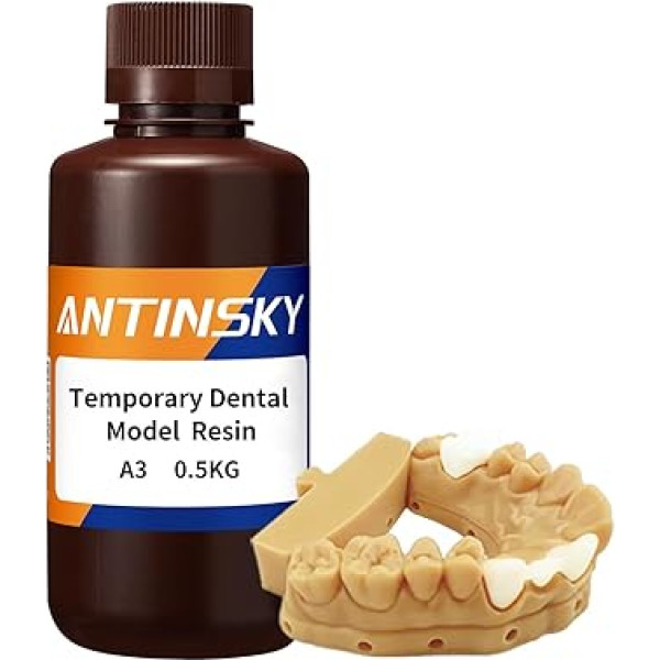 Antinsky Temporary Dental Model Resin for DLP LCD 3D Printer Resin 405nm High Precision High Hardness Fast Curing Time Teeth Textured Appearance Tooth Paint A3 500g