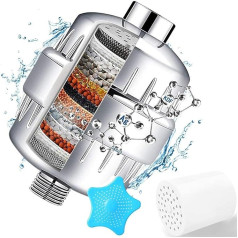 Shower Filter - Water Softener Shower Head Filter with 2 Replaceable Multistage Filter Cartridges to Remove Chlorine and Heavy Metals