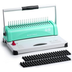 OFFNOVA Binding Machine, 21 Holes, 450 Sheets, Paper Comb Binding Machine for Letter Size/A4/A5 Paper, Easy Punch Handle, Adjustable Edge, Book Binder with 100 Pieces 3/8 Inch Comb Binding Combs