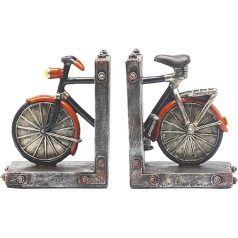 Vintage Bicycle Bookends, Decorative Resin Book Holder with Non-Slip, Book Organiser for Bookshelf, Desk, Home Office Decoration