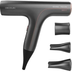 Cecotec IoniCare 6000 RockStar Essence Bamboo Hair Dryer, 2200W, Digital Motor, Ion, 5 Temperature Settings, Includes Diffuser and Concentrate Nozzle, 1.8m Cable (6000 RockStar Soft)
