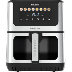 Taurus Air Fry Digital 7S View Hot Air Fryer, 1600W, 6.5L, 8 Programmes, Touch Screen, Beep, Even Cooking, BPA-/PFOA-Free, Cool Touch Handle, Online Recipes