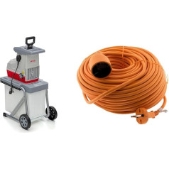 IKRA 81002880 ILH 3000 A Electric Garden Shredder, Roller Shredder, Quiet, Robust, Low Maintenance, Strong 3,000 Watt, Branch Thickness up to 44 mm, 230 V & Zenitech Prolongateur 16A HO5VVF 2 x 1.5 Orange, 40 m