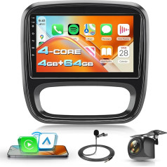 Rimoody 4G + 64G 9 Inch Android Car Radio for Renault Trafic Opel Vivaro B Fiat Talento Nissan NV300 Wireless Carplay Stereo with Android Car FM/RDS/EQ Navi GPS Mirror Link Bluetooth WiFi Reversing