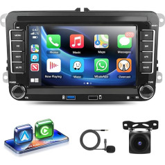 [Qualcomm 4GB + 64GB 8 Core] CarPlay Car Radio VW/Seat, 7 Pollici Android HD Touch Screen Car Stereo Con Android Car/Bluetooth GPS/WiFi/RDS/USB/FM/SWC/RCA/CANBUS/MIC+AHD Reversing Camera