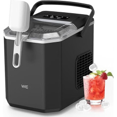 WIE Ice Cube Machine, Small Ice Cube Maker with Scoop, 1.3 Litre Water Tank, 9 Cubes in 6 Minutes, Self-Cleaning Ice Maker, Quiet for Kitchen, Office, Bar, Party