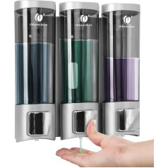 Shower Soap Dispenser Shampoo and Conditioner Dispenser for Shower Screen 3 Chambers No Drilling Wall Mounted Shampoo Bathroom Soap Dispenser Lotion Gel Container Dispenser Satin Silver CHUANGDIAN