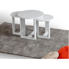 Hanah Home Elegant White Nesting Table Set (3 Pieces) | 100% Melamine Coated Particle Board, 18mm Thick | Big: 52x47x52cm, Medium: 36x43x36cm, Small: 36x41x36cm | Modern Design for Home & Office