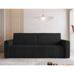Moderno Meble MODERNO Sofa with Sleep Function, MIMIR Robust Sofa with 3 Seats, Modern Sofa Bed, Couch with Sleep Function, Black