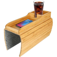 Sparklenut Sofa Tray, Tray for Sofa, Couch Tray for Armrest, Sofa Tray Made of Bamboo, Flexible Drink Holder Coaster, Couch Shelf (A Wood Colour)
