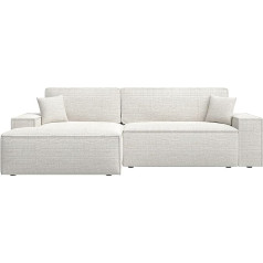 ‎Selsey Selsey Sofa Corner Sofa Bed Couch with Storage Space Sleep Function Easy Care Polyurethane Foam L Shape Left Chenille Light Beige Farese