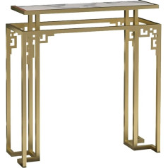 Cafiedr Coffee Table, Marble Console Table, Wrought Iron Sofa Table, Living Room Wall Table, 31.4 × 11.8 × 31.4 Inches