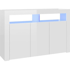 ‎Homgoday Homgoday Sideboard mit LED-Lichtern, moderner Schrank Buffet, Innenmöbel, Home Organizer, Stauraum, Schrank für Schlafzimmer, Wohnzimmer und Küche, Hochglanz-Weiß, 115,5 x 30 x 75 cm