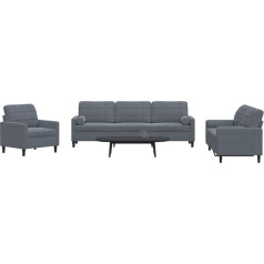 ‎Brokky Brokky 3278452 3-Piece Sofa Set with Cushion Sofa Living Room Sofa Set Sofas for Living Room and Bolsters Dark Grey Velvet