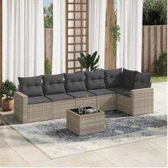 ‎Homgoday Homgoday Gartenmöbel-Set 7-teilig mit Kissen hellgrau Polyrattan, Möbel Set Schlafsofa Wohnzimmer Couch, Set Sofa für den Außenbereich für den Garten, Outdoor Typ3218992