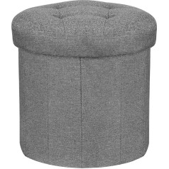 Faipue Ottoman with Storage Space, Round Ottoman with Storage Bench, Folding Footstool with Thicker Foam Cushion Seat, Linen Footrest, Small Ottoman for Living Room, Bedroom