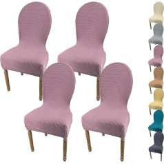 ‎Xcloozgl XCLOOZGL Stretch Chair Cover for Dining Room Chair Covers Set of 4 with Round Backrest Chair Cover Wedding Chair Covers for Dining Room Chairs Plain Dining Room Chair Cover, Purple, 4 Pieces