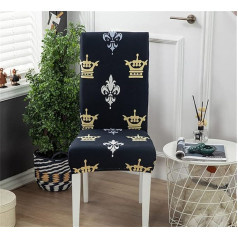 ‎Lingzeer Chair Covers, 1/2/4/6 Set Universal Chair Cover Stretch Removable Stretch Covers Washable Spandex Chair Cover Decor Chair Cover Protector Cover for Party Hotel Restaurant Decoration (Black Crown-2