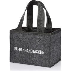 Nordstern Men's Handbag Felt Bottle Bag – Trendy Beer Carrier for 6 Bottles – Grey with Dividers – Foldable – 20 x 13 x 15 cm, gray