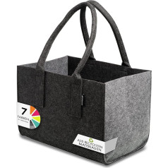 Tebewo Felt shopping bag, large shopping bag with handle, shopping basket, foldable firewood bag for storing wood, versatile carry bag also for toy storage, colour: grey