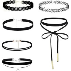 KSJEHW 6 Pieces Choker Necklace for Women Black Choker Necklace Set Black Lace Tattoo Velvet Choker for Women Teen Girls