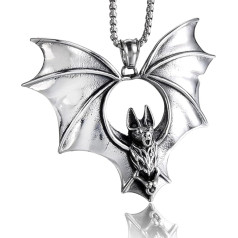BlackAmazement 316L Stainless Steel Bat Gothic Bat Pendant Necklace Large or Small Pendant for Men and Women