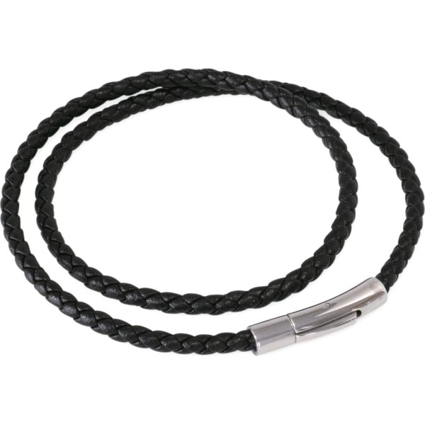 Fly Style Women's and Men's Braided Necklace with Clasp, Made of Faux Leather, Black, Necklace without Pendant,·3 mm, 4 mm, 38-70 cm